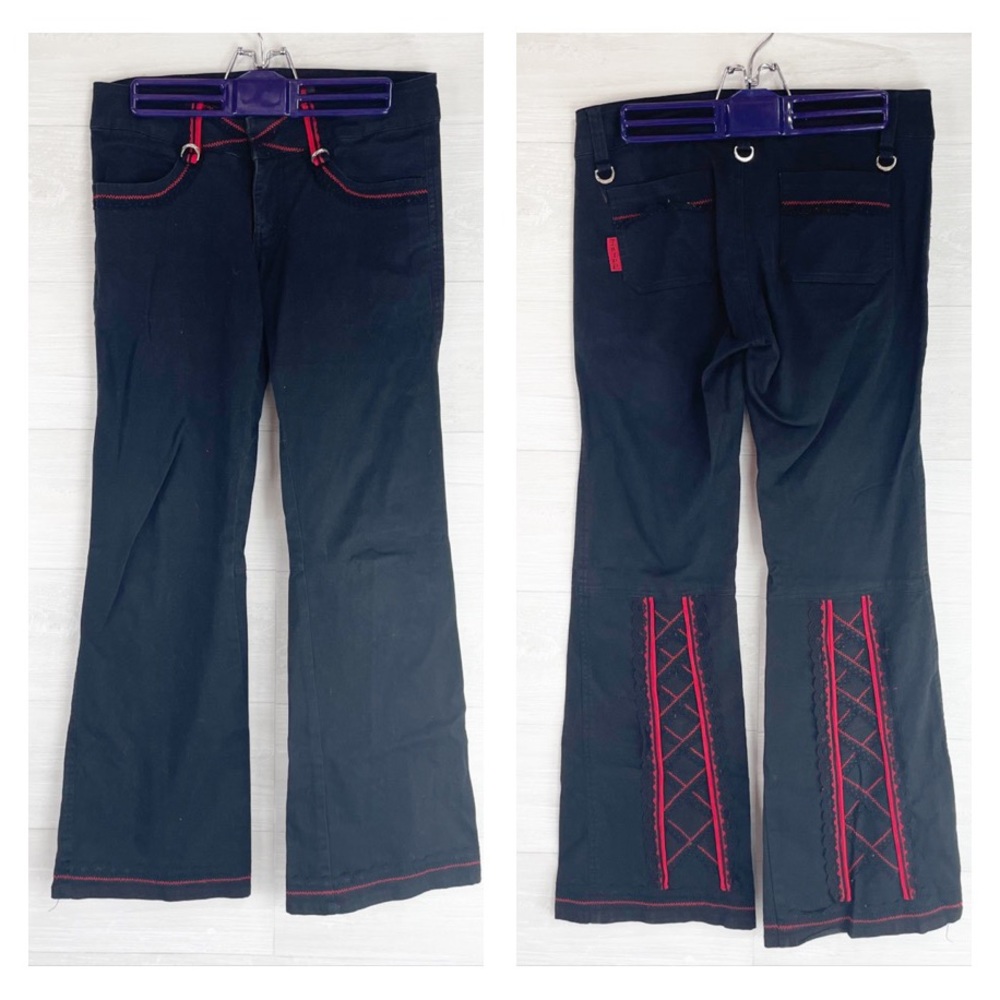 Vintage Y2K Tripp NYC Criss Cross Ribbon Flare Pants